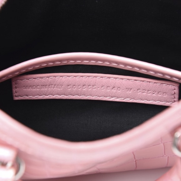 *RARE* Balenciaga Patent Crocodile Embossed Nano City Light Pink - Picture 8 of 15